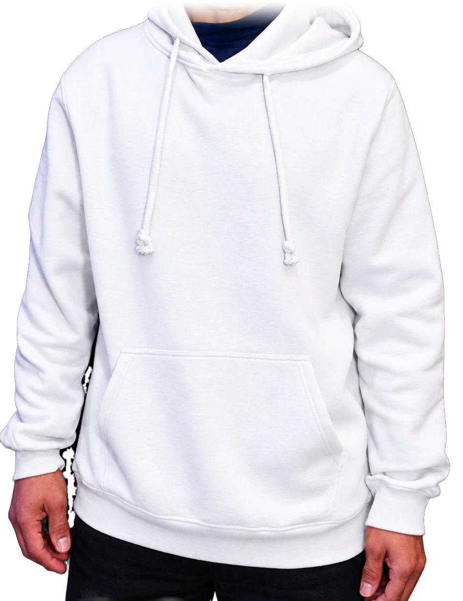 Polerón blanco con la marca en el pecho